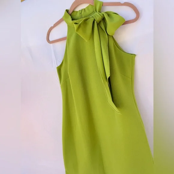 Vince Camuto Lime Green Bow-Tie Halter Shift Dress - Picture 3 of 5